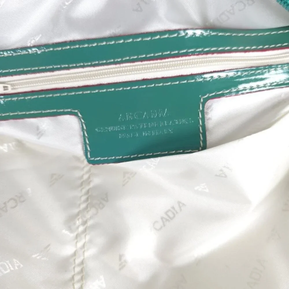ARCADIA Made in‎ Italy 🇮🇹 Bugatti GENUINE PATENT LEATHER Double Handle Purse